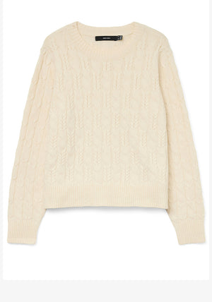 Vero Moda Aries Cable Knit Jumper, Cream