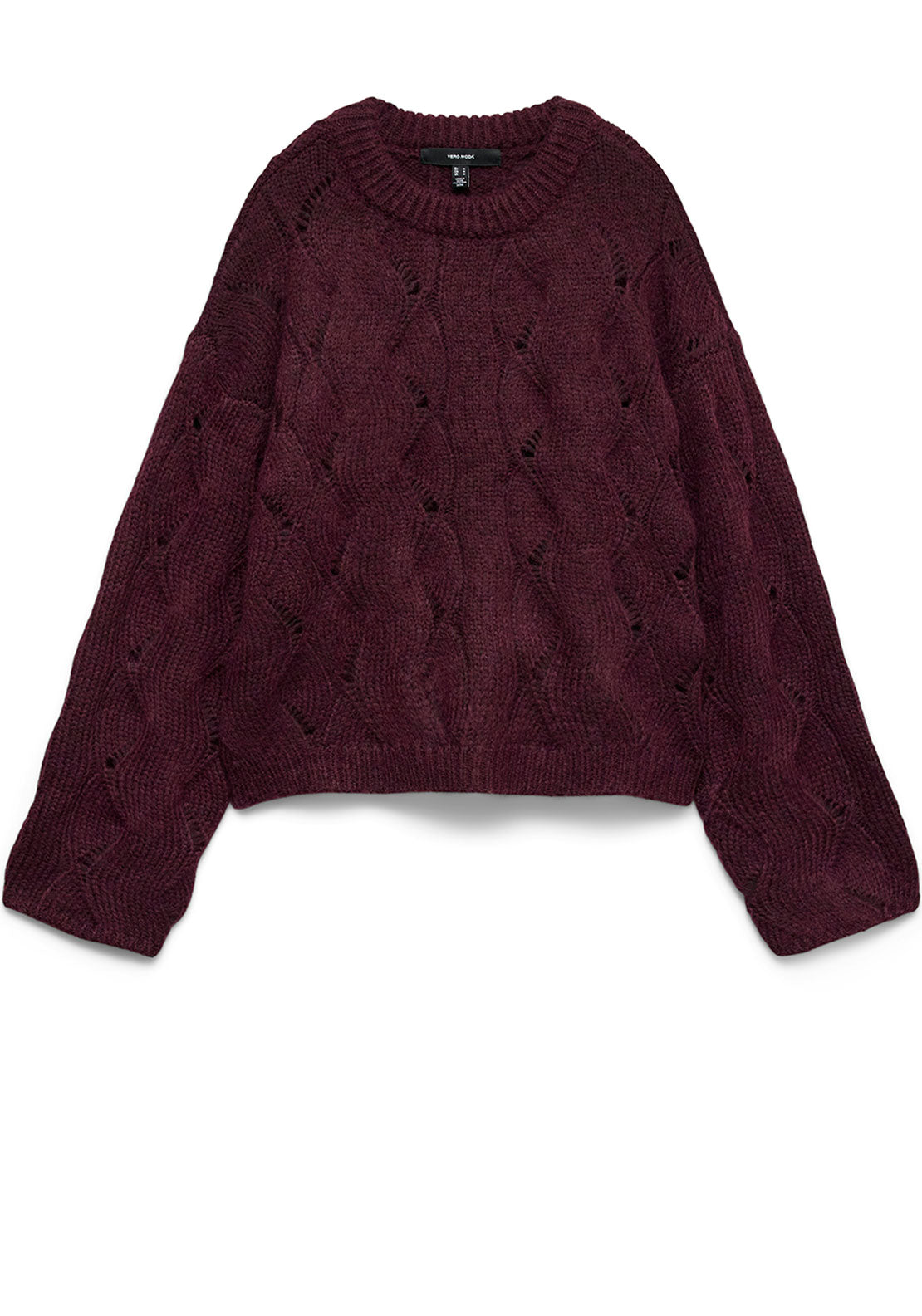 Vero Moda Newlina Long Sleeve Round Neck Jumper, Wine