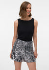 Vero Moda Efa Sequin Wide Shorts, Silver