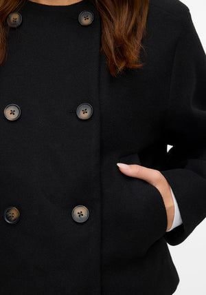 Vero Moda York Double Breasted Short Jacket, Black