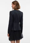 Vero Moda Sabia Fitted Peplum Satin Blazer, Black