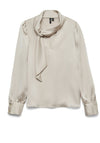 Vero Moda Nini Tie Neck Blouse, Beige