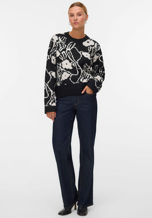 Vero Moda Kaila Patterned Knit Jumper, Black