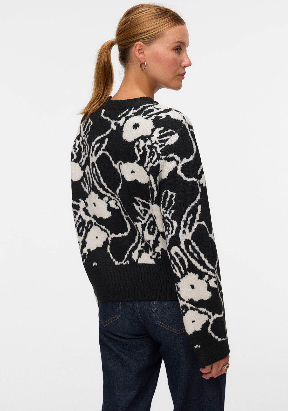 Vero Moda Kaila Patterned Knit Jumper, Black