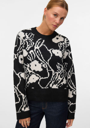 Vero Moda Kaila Patterned Knit Jumper, Black
