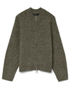 Vero Moda Bang Knit Zip Front Cardigan, Khaki Green