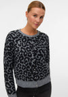 Vero Moda Newkai Leopard Knit Cardigan, Grey