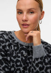 Vero Moda Newkai Leopard Knit Cardigan, Grey