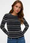 Vero Moda Vanda Rib Stripe Knit Sweater, Black