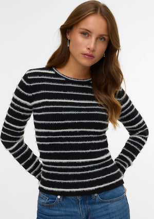 Vero Moda Vanda Rib Stripe Knit Sweater, Black