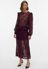 Vero Moda Meta Lace Ankle Skirt, Wine