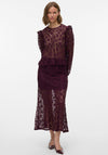 Vero Moda Meta Lace Ankle Skirt, Wine