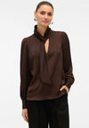 Vero Moda Nini Tie Neck Blouse, Brown