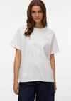 Vero Moda Yvonne Caty Graphic Back T-Shirt, White & Coral