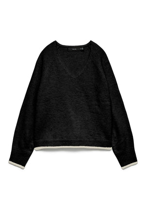 Vero Moda Aquarius V-Neck Wool Jumper, Black