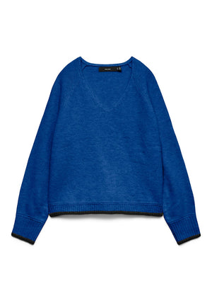 Vero Moda Aquarius V-Neck Wool Jumper, Blue