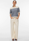 Vero Moda River Striped Short Sleeve Sweater, Blue