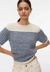 Vero Moda River Striped Short Sleeve Sweater, Blue
