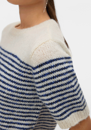 Vero Moda River Striped Short Sleeve Sweater, Blue