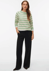 Vero Moda Doffy Striped Round Neck Jumper, Green