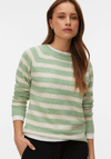Vero Moda Doffy Striped Round Neck Jumper, Green