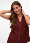 Vero Moda Button Up Sleeveless Top, Wine