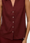 Vero Moda Button Up Sleeveless Top, Wine