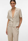 Vero Moda Mymilo Short Sleeve Shirt, Beige