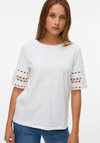 Vero Moda Vacy Crochet Sleeve T-Shirt, Snow White