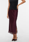 Vero Moda Haisley Lace Trim Midi Skirt, Wine