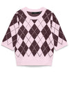 Vero Moda Hal Diamond Knit Short Sleeve Sweater, Pink and Wine