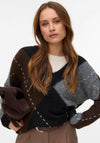 Vero Moda Bliss V-Neck Handstitch Pullover, Grey Multi