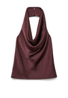Vero Moda Rita Satin Halter Cowl Neck Top, Wine