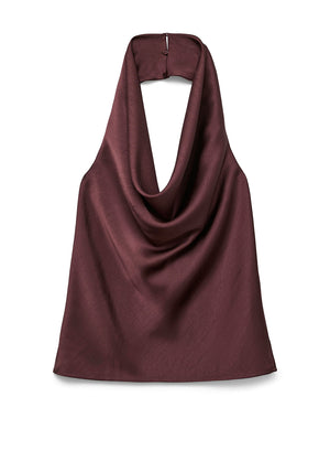 Vero Moda Rita Satin Halter Cowl Neck Top, Wine