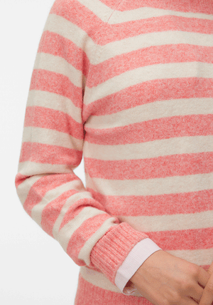Vero Moda Doffy Striped Round Neck Jumper, Pink