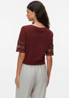 Vero Moda Vacy Crochet Sleeve T-Shirt, Brown