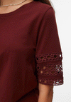 Vero Moda Vacy Crochet Sleeve T-Shirt, Brown