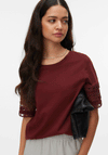 Vero Moda Vacy Crochet Sleeve T-Shirt, Brown