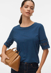 Vero Moda Vacy Crochet Sleeve T-Shirt, Dark Blue
