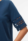 Vero Moda Vacy Crochet Sleeve T-Shirt, Dark Blue