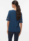 Vero Moda Vacy Crochet Sleeve T-Shirt, Dark Blue