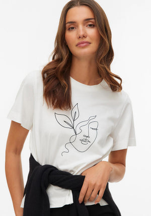 Vero Moda Thea Graphic Print Cotton T-Shirt, White
