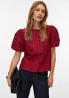 Vero Moda Merle Puff Sleeve Top, Red