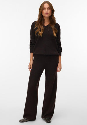 Vero Moda Besti V Neck Knit Jumper, Brown