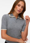 Vero Moda Ella Polo Knitted Pullover, Grey