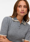 Vero Moda Ella Polo Knitted Pullover, Grey
