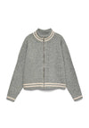 Vero Moda Stripe Detail High Neck Zip Up Cardigan, Grey