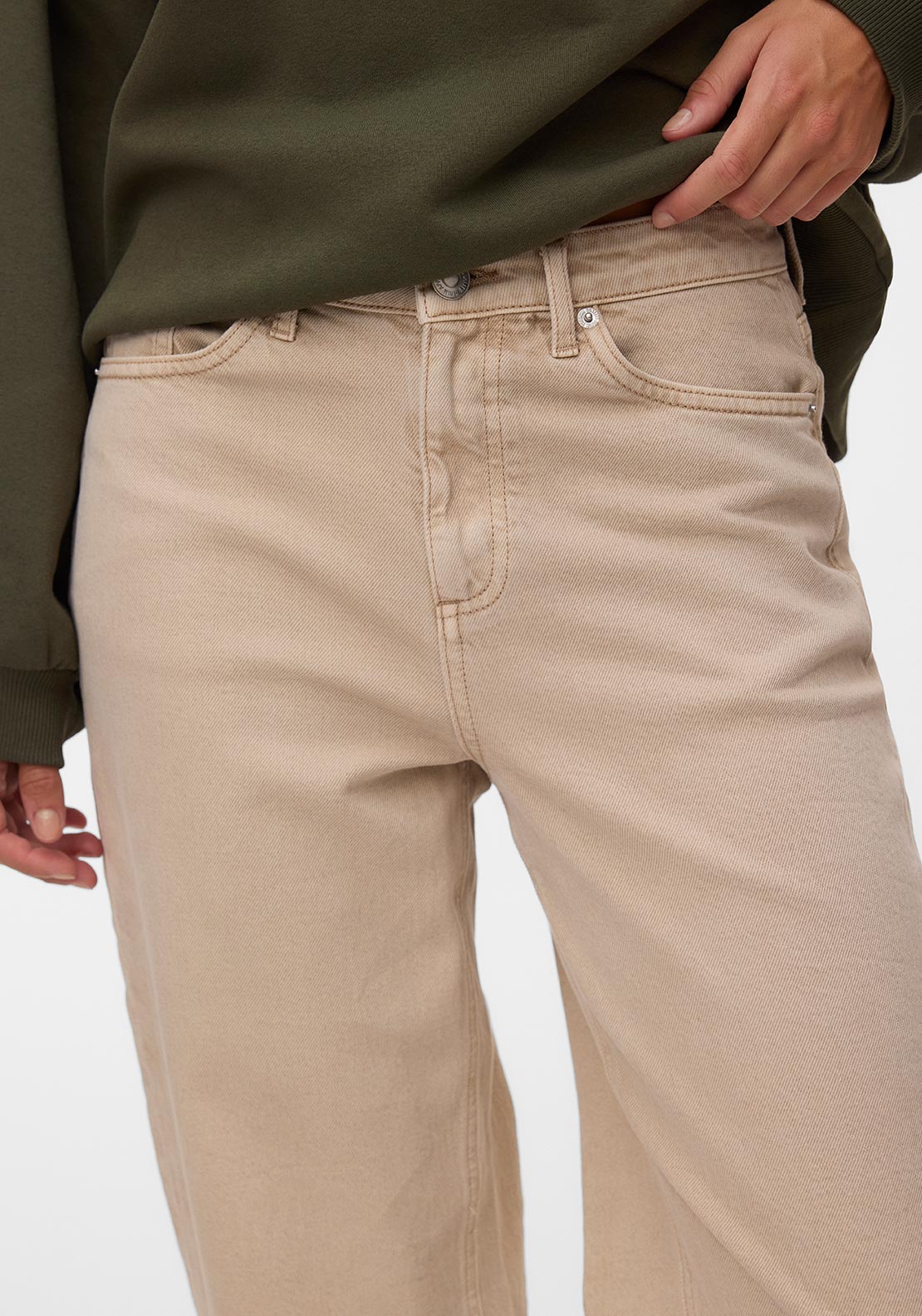 Vero Moda Tessa High Waisted Wide Leg Jeans, Beige