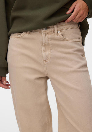 Vero Moda Tessa High Waisted Wide Leg Jeans, Beige