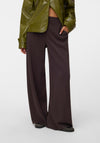 Vero Moda Bellis Mid Rise Wide Leg Trousers, Chocolate Brown